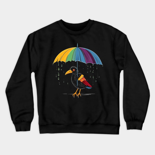 Umbrellabird Rainy Day With Umbrella Crewneck Sweatshirt by JH Mart